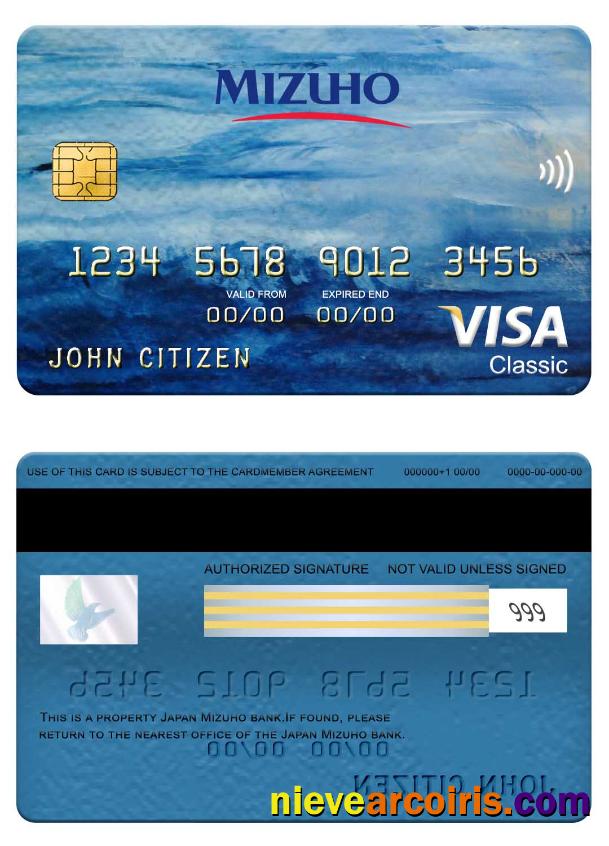 Japan Mizuho bank visa classic card